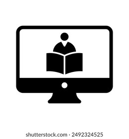 online reading book, screen icon vector image color editable