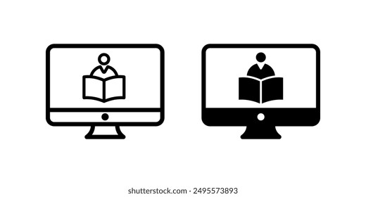 online reading book, screen icon set vector image color editable