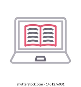 online reading colour line vector icon
