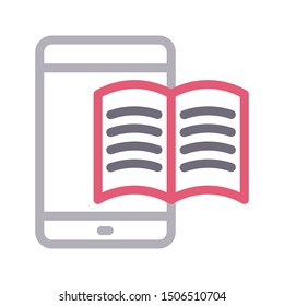 online reading colour line vector icon