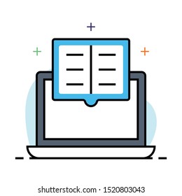 online reading colour line vector icon