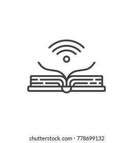 Online reading, education line icon. Electronic book.