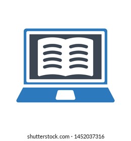 online reading glyph colour vector icon