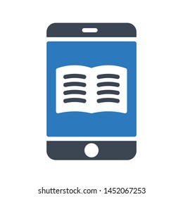 online reading glyph colour vector icon