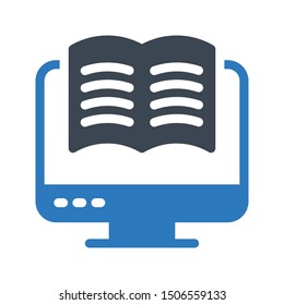 online reading glyph colour vector icon