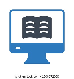online reading glyph colour vector icon