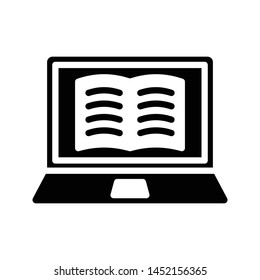 online reading glyph flat vector icon