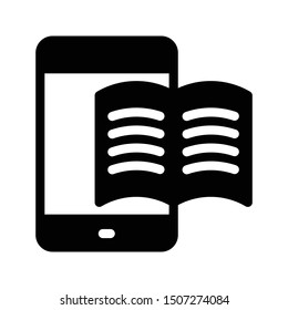 online reading glyph flat vector icon