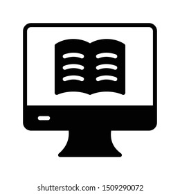 online reading glyph flat vector icon