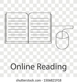 Online reading icon concept on transparency background. Flat vector illustration use for your web page