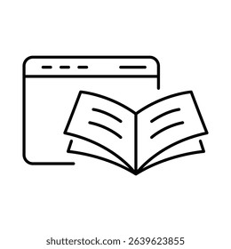 Online Reading Line Icon. E-learning, Education, Teaching, Online Study Icons Editable Stroke Vector Illustration
