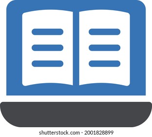 online reading vector glyph colour icon