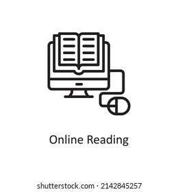 Online Reading vector Outline Icon Design illustration. Educational Technology Symbol on White background EPS 10 File