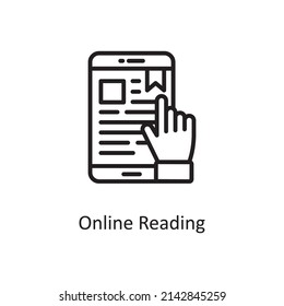 Online Reading vector Outline Icon Design illustration. Educational Technology Symbol on White background EPS 10 File