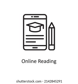 Online Reading vector Outline Icon Design illustration. Educational Technology Symbol on White background EPS 10 File