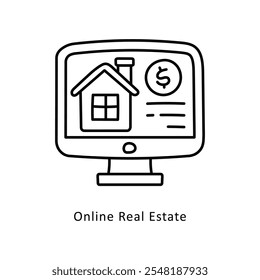 Ilustração de estilo de ícone de Contorno de Vetor Imobiliário Online. Arquivo EPS 10