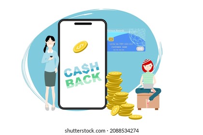 Online rebate.Finance concept is via online banking and mobile banking.Vector illustration flat design.