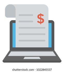 Online receipt, financial report flat icon