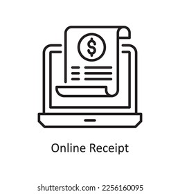 Online Receipt Vector Outline Icon Design illustration. Shopping and E-Commerce Symbol on White background EPS 10 File