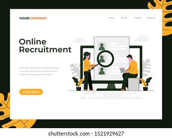 Online recruitment flat vector illustration concept,can be used for landing page, ui, web, app intro card, editorial, flyer, and banner.