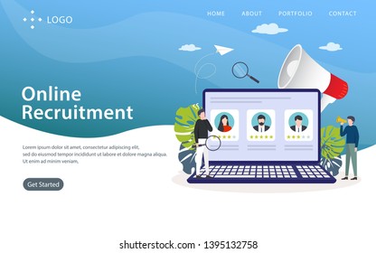 Online Recruitment Landing Page, Website Template, Easy to edit and customize, Vector illustration