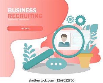 Online Recruitment vector illustration concept, businessman analyzing resume, can use for landing page, template, ui, web, mobile app, poster, banner, flyer in modern colors