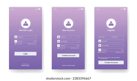 Online registration and registration concept. Illustration Landing template for UI, mobile app, web on purple background.