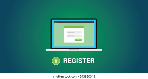 online registration concept with notebook and registration form
