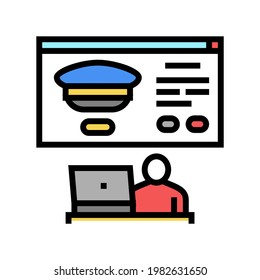 online registration in flight school color icon vector. online registration in flight school sign. isolated symbol illustration