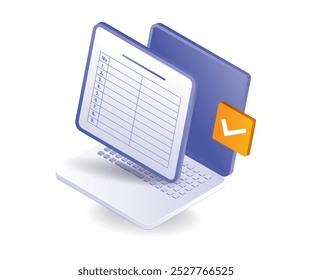 Online registration form application isometric illustration