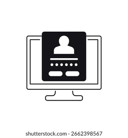 online registration icon with a computer on white