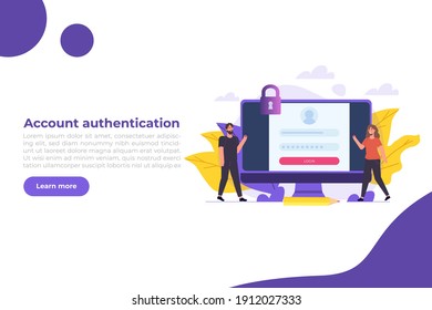 Online registration and sign up, Account authentication concept. Vector UI illustration.