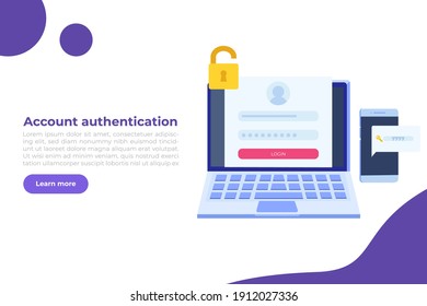 Online Registration And Sign Up, Account Authentication Concept. Vector UI Illustration.