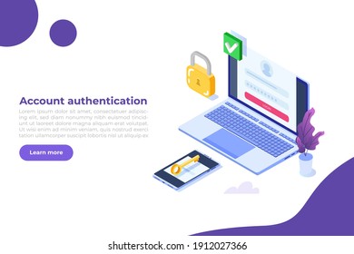 Online registration and sign up, Account authentication concept. Vector UI illustration.