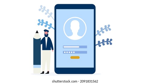 Online registration and sign-up concept. business signing up or login to an online account on mobile phone