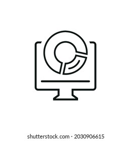 Icono de informe en línea, icono de línea de informe en línea vector, ilustración vectorial