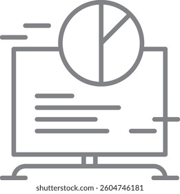 Online Report Meeting icon with black outline style. document, finance, data, analysis, paper, accounting, information. Vector illustration