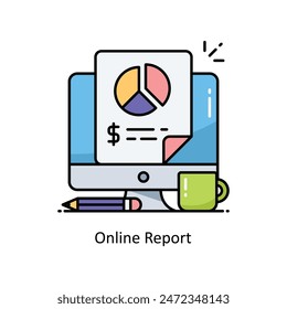 Online Report vector filled outline icon style illustration. Symbol on White background EPS 10 File