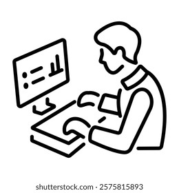 Online reporting character icon in line style 