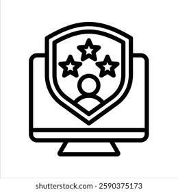 Online Reputation Management Line Vector Illustration On White Background.