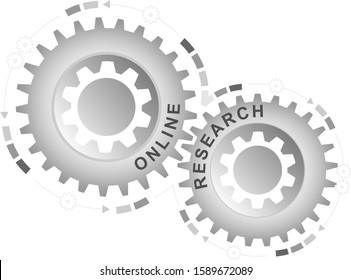 Online research concept. Abstract background with connected gears. Vector infographic illustration.