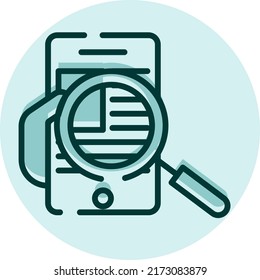 Online research, illustration, vector on a white background.