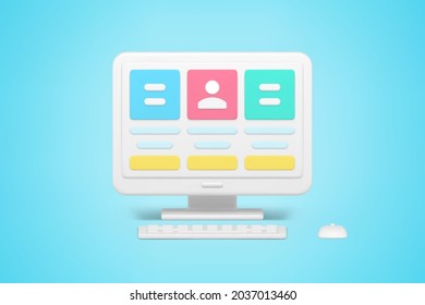 Online resume of employee 3d icon. Website with professional specialist data. Complete digital information on secure account. Career growth and business proposals. Realistic isolated vector