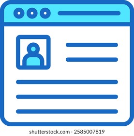 Online Resume Icon Blue Color Vector Illustration