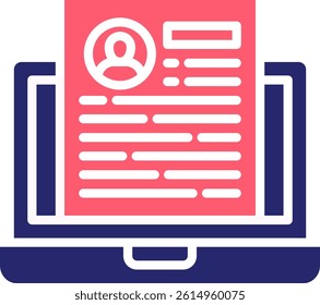 Online Resume Icon Fill Vector Illustration