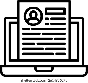 Online Resume Icon Line Vector Illustration