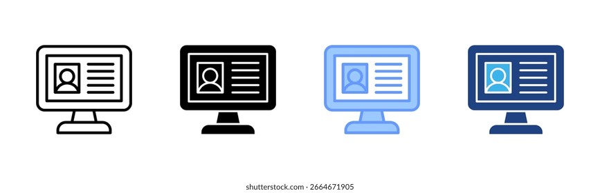 Online Resume icon set multiple style collection