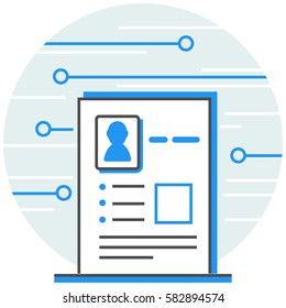 Online Resume - Infographic Icon Elements From Online Services Set. Flat Thin Line Icon Pictogram For Website And Mobile Application Graphics.