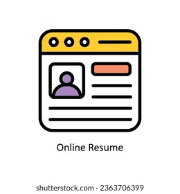 Online Resume vector Filled outline Icon Design illustration. Human Resources Symbol on White background EPS 10 File 