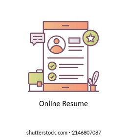 Online Resume vector Outline Icon Design illustration. Mobile Marketing Symbol on White background EPS 10